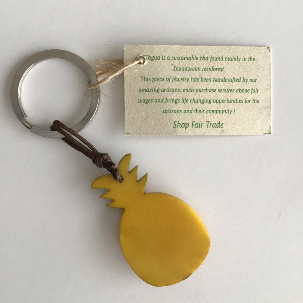 1 LEFT! NEW Pineapple Key Ring Chain Carved Tagua Nut Ecuador Hawaii Aloha HI - Picture 4 of 14